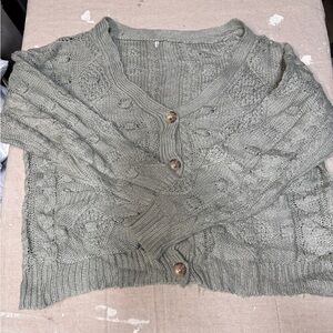 Sage Green Cable Knit Cardigan